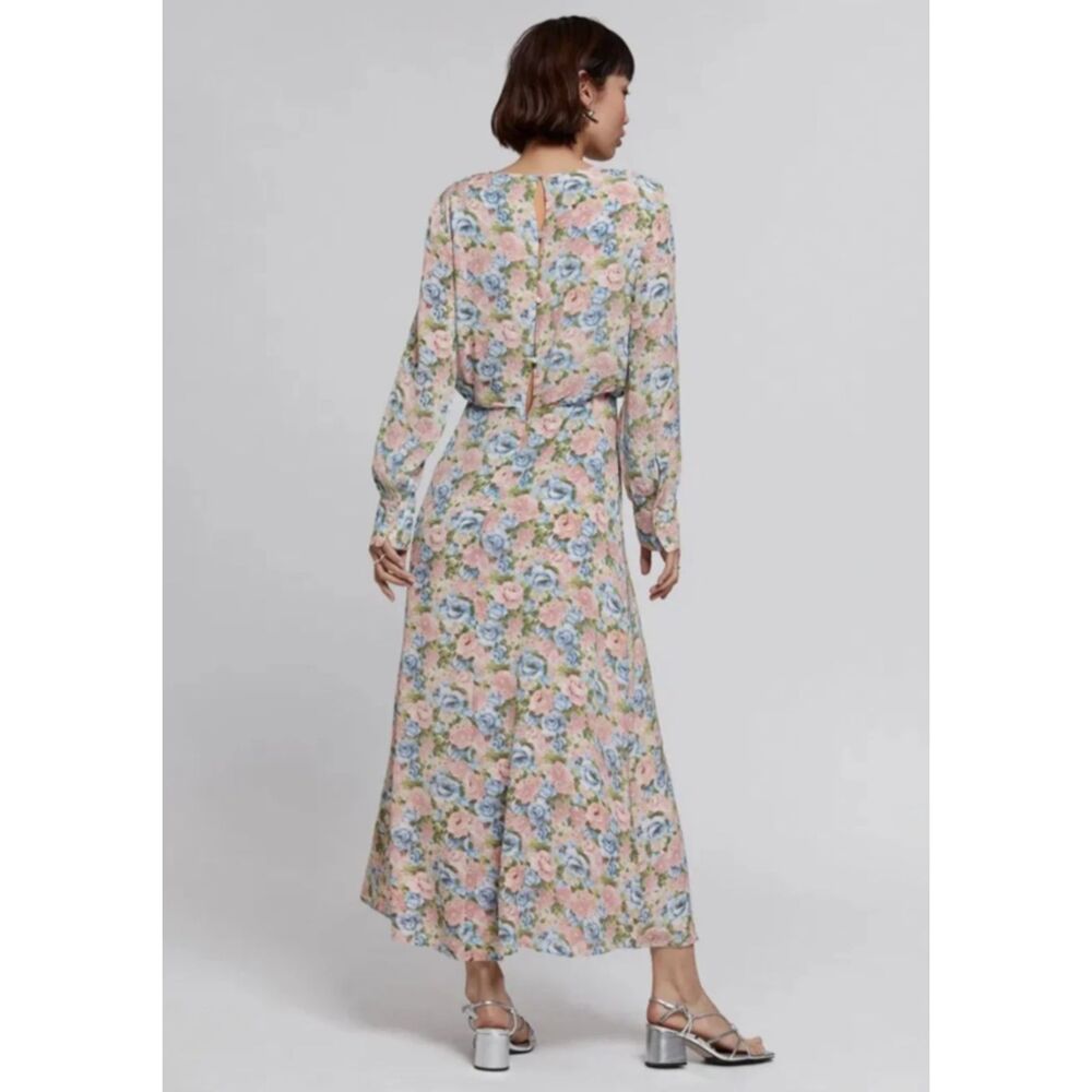 NWT & Other Stories Printed Side Slit Maxi Dress Size 12 Pastel Floral Cottage - Picture 2 of 14